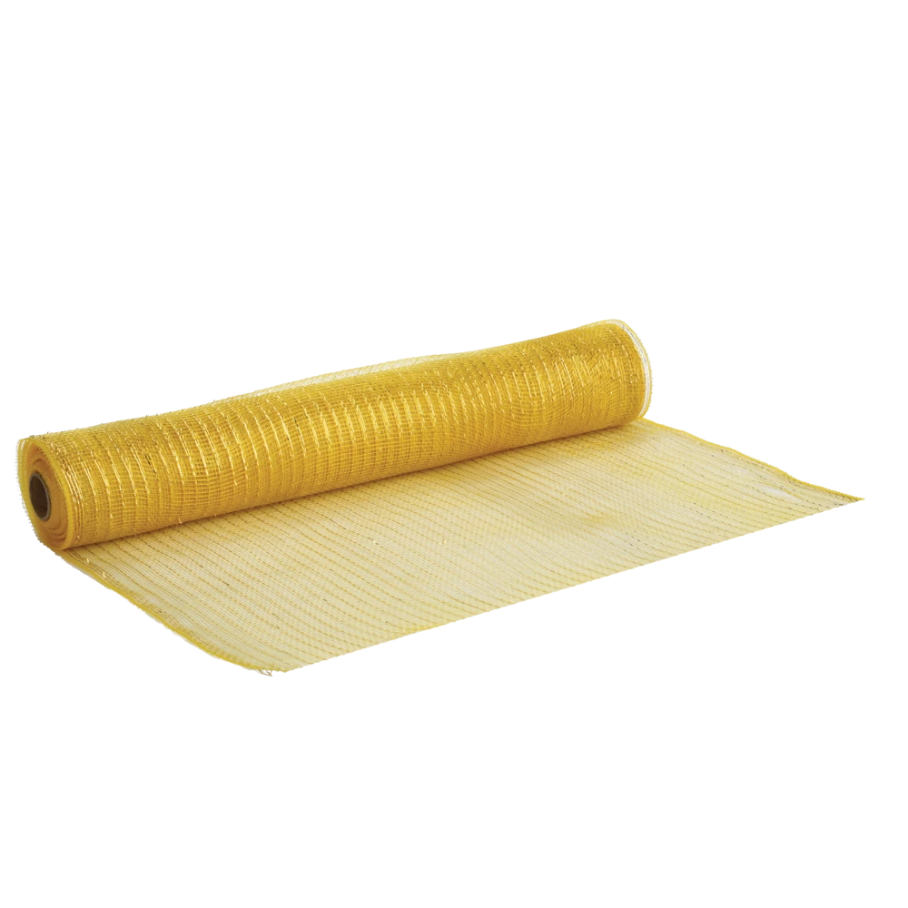 For Living Mesh Sinamay Festive Decoration Ribbon, Gold, 360 X 21-in