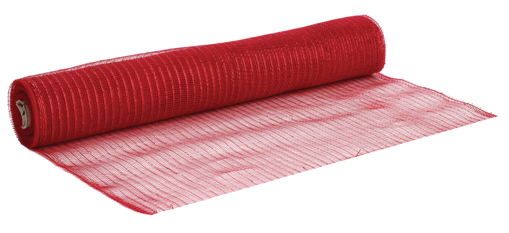 For Living Mesh Sinamay Festive Decoration Ribbon, Red, 360 X 21-in