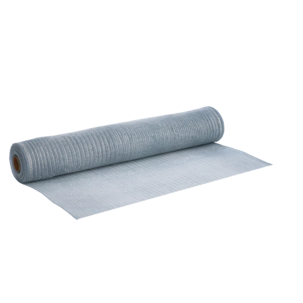 For Living Mesh Sinamay Festive Decoration Ribbon, Silver, 360 X 21-in