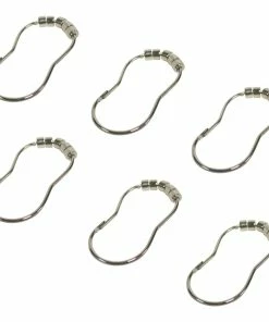 For Living Roller Design Shower Curtain Metal Hooks, Chrome, 12-pk