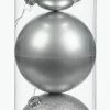 For Living Shatterproof Decoration Ball Christmas Ornament Set, Silver, 6-in, 3-pc
