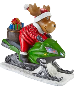 For Living Ceramic Christmas Moose On Snowmobile Décor, 20-in