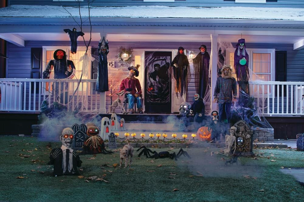 For Living Animated Witch With Crystal Ball, LED Lights, Sound For Halloween, Purple, 6-ft - Image 3