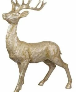For Living Hand-Sculpted Christmas Deer Décor, Gold, 50-in