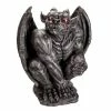 For Living Battery Operated Gargoyle Statue With LED Lights For Halloween, Black, 29-in