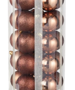 For Living Sugar Brown Shatterproof Ornament Set, 50-pc