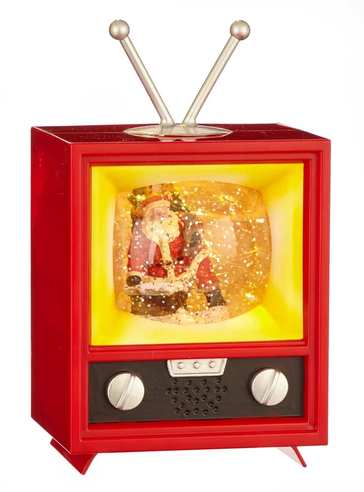 For Living Battery Operated Musical Christmas TV Decoration Water Globe, 8 1/2-in