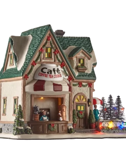 For Living Christmas Village Café Decoration Set, 9 7/8-in