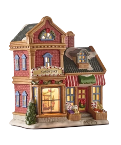 For Living LED Christmas Village Candy Shop Decoration Set, 6 7/10-in