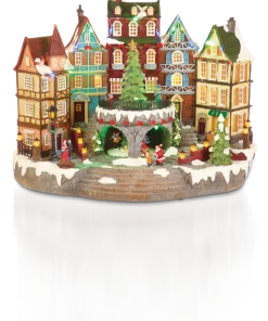 For Living Miniature Christmas Village Town Scene Decoration Set, 12 4/5-in