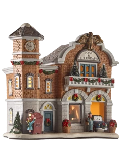 For Living Christmas Village Scene Post Office Decoration Set, 9-in