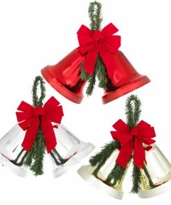 For Living Christmas Decoration Bells, Assorted Colours, 9 1/2-in, 2-pk
