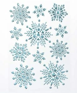 For Living Holiday Collection Christmas Glittering Decoration Snowflake Clings, Assorted Style