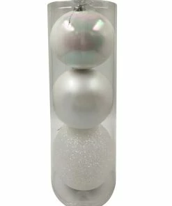 For Living Shatterproof Decoration Ball Christmas Ornament Set, Large, White, 150-mm, 3-pk