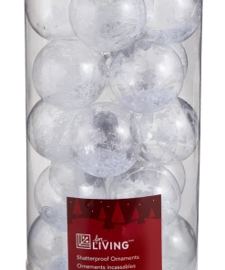 For Living Clear With White Fill Shatterproof Ornament Set, 20-pk