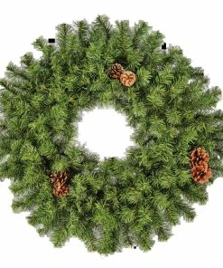 For Living Christmas Decoration Artificial Wreath With Pine Cone, 24-in