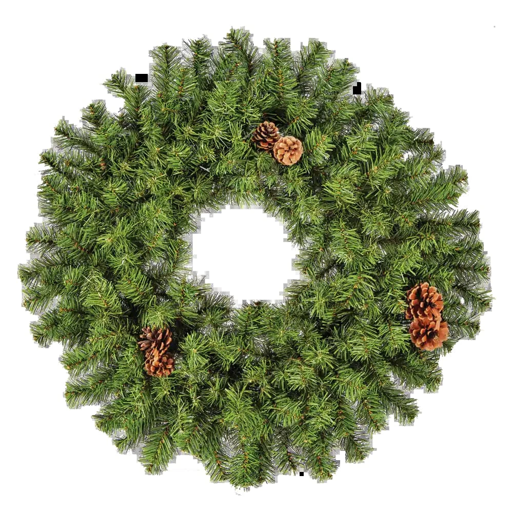 For Living Christmas Decoration Artificial Wreath With Pine Cone, 24-in