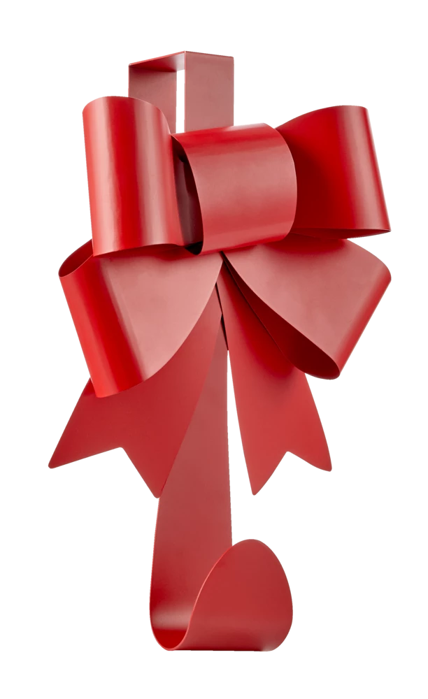 For Living Wreath Hanger, Metal Red Bow